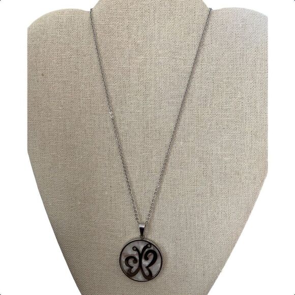 Boutique Jewelry - Butterfly circle pendant Stainless Steel Necklace.
